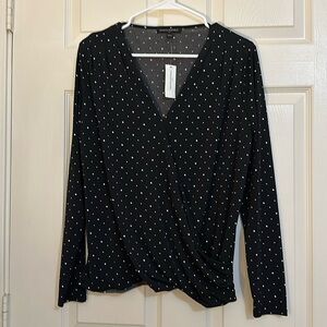 Banana Republic black and white polkadot faux wrap. NWT Small
